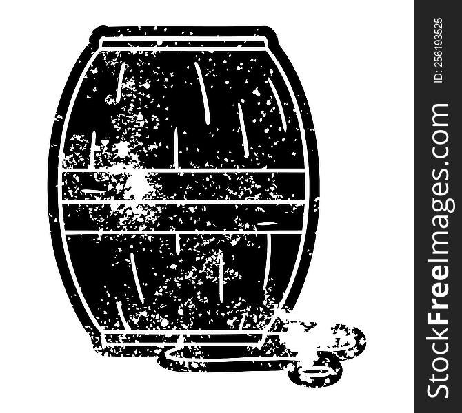 grunge distressed icon of a wine barrel. grunge distressed icon of a wine barrel