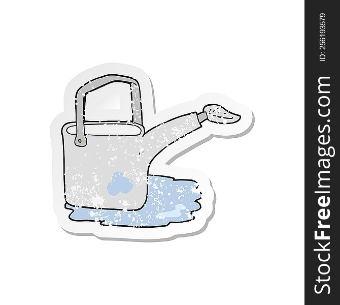 retro distressed sticker of a cartoon watering can