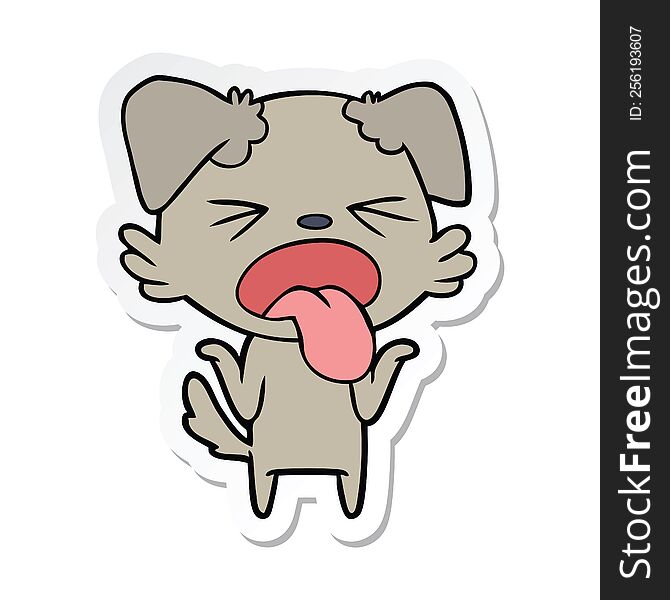 Sticker Of A Cartoon Disgusted Dog Shrugging Shoulders