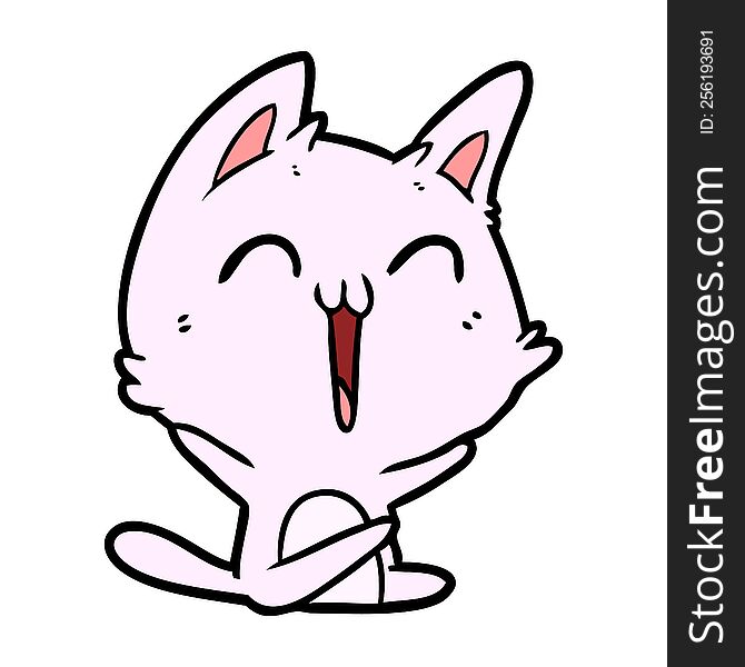 happy cartoon cat meowing. happy cartoon cat meowing