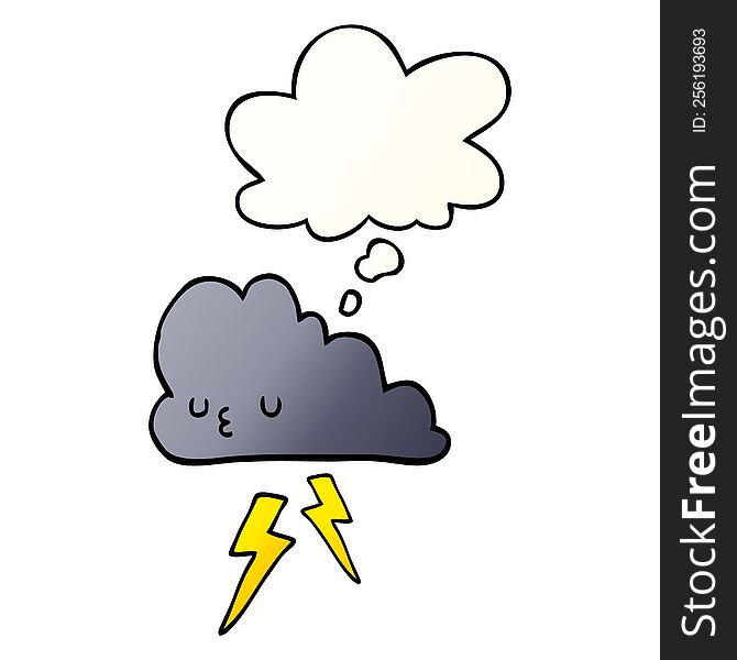 Cartoon Storm Cloud And Thought Bubble In Smooth Gradient Style