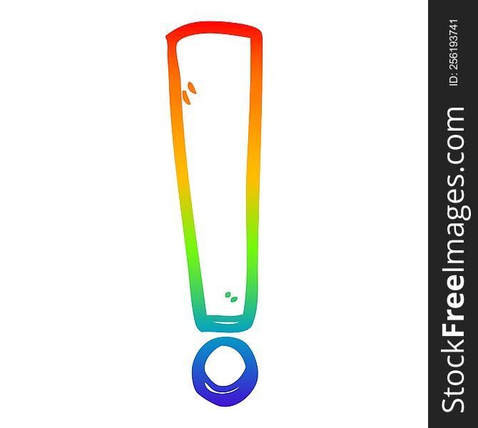 Rainbow Gradient Line Drawing Cartoon Exclamation Mark