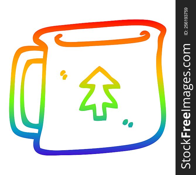 rainbow gradient line drawing of a cartoon tin can