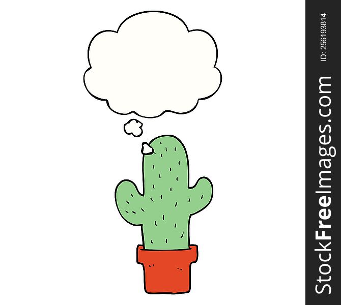 Cartoon Cactus And Thought Bubble