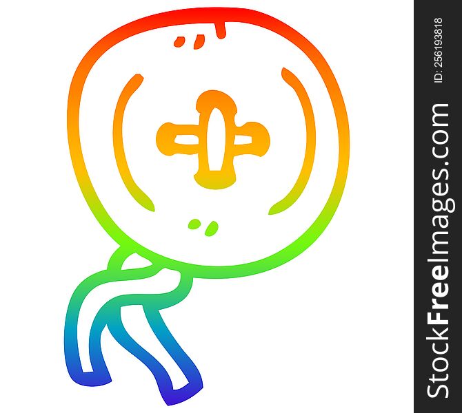 Rainbow Gradient Line Drawing Cartoon Button
