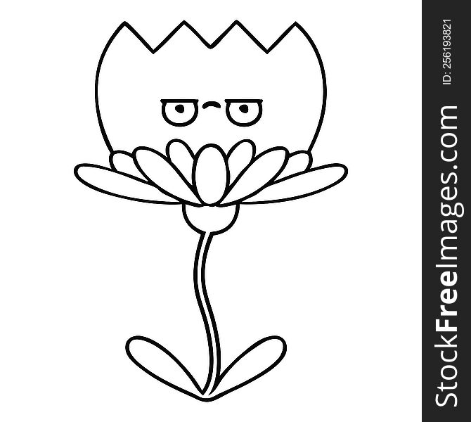Line Drawing Cartoon Flower