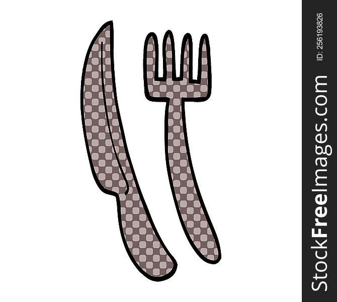 Cartoon Doodle Knife And Fork