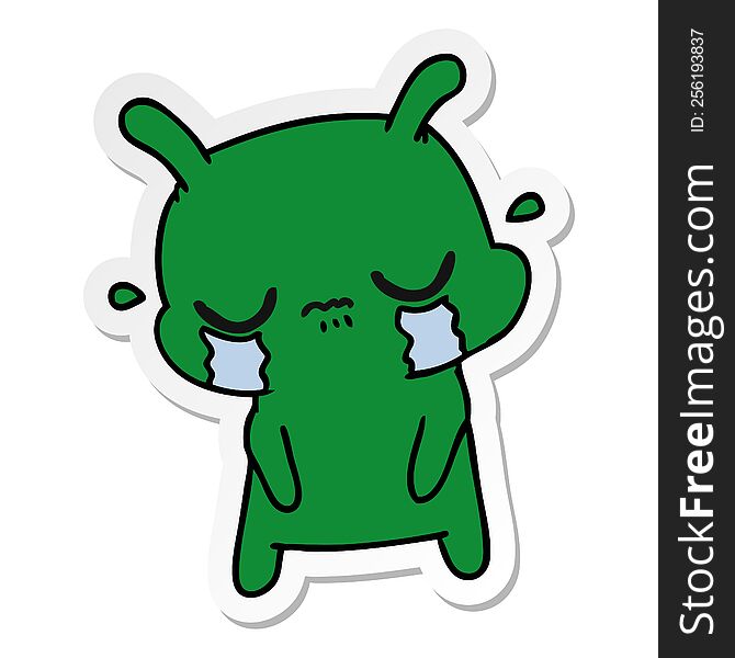 Sticker Cartoon Of Cute Sad Alien