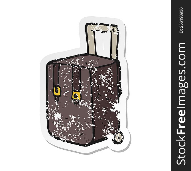 Retro Distressed Sticker Of A Cartoon Luggage