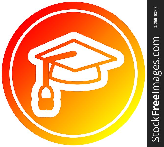 graduation cap circular icon with warm gradient finish. graduation cap circular icon with warm gradient finish