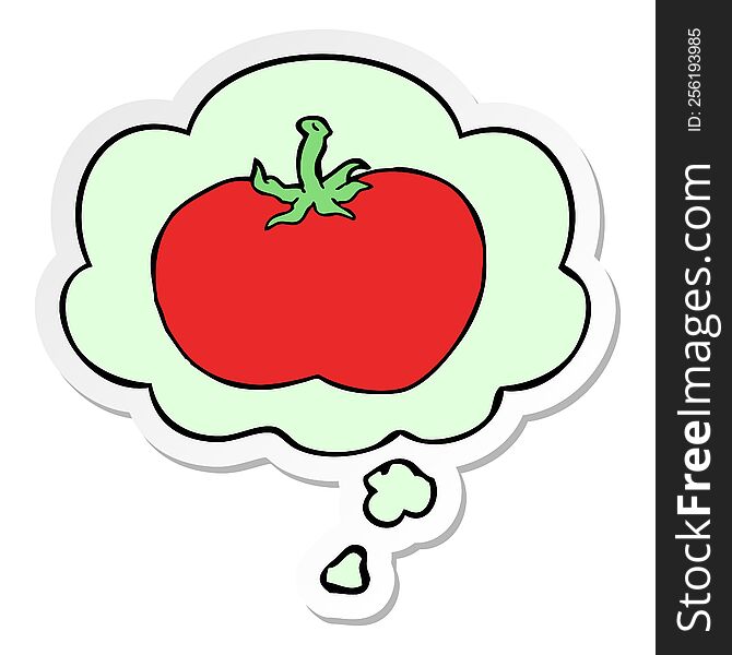 Cartoon Tomato And Thought Bubble As A Printed Sticker