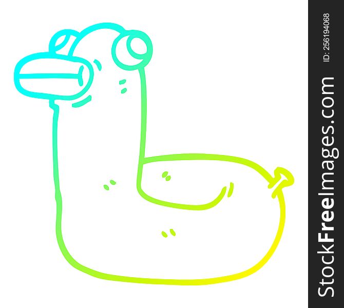 cold gradient line drawing of a cartoon yellow ring duck