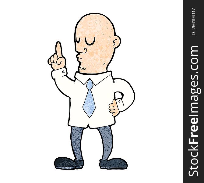 Cartoon Bald Man With Idea