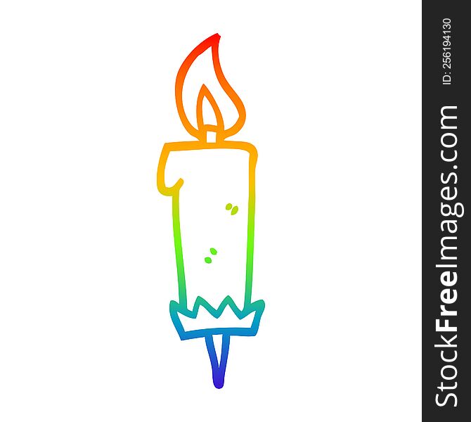 Rainbow Gradient Line Drawing Cartoon Birthday Candle