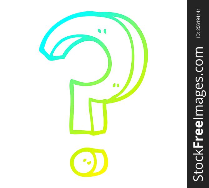 cold gradient line drawing of a cartoon question mark