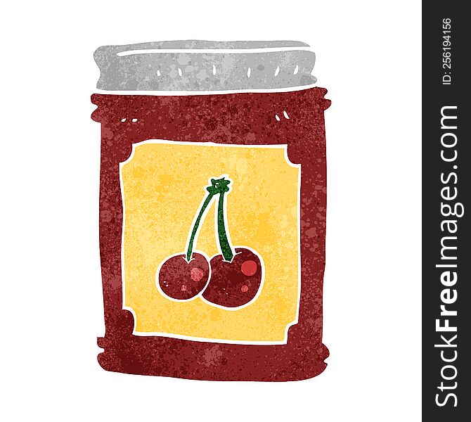 freehand retro cartoon cherry jam jar