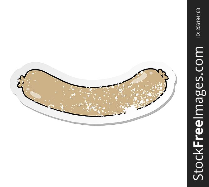 Distressed Sticker Of A Cartoon Sausage