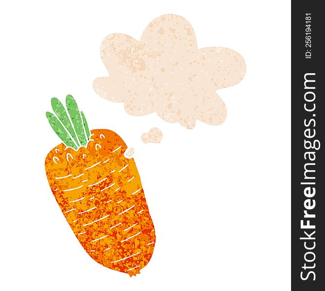 Cartoon Vegetable And Thought Bubble In Retro Textured Style