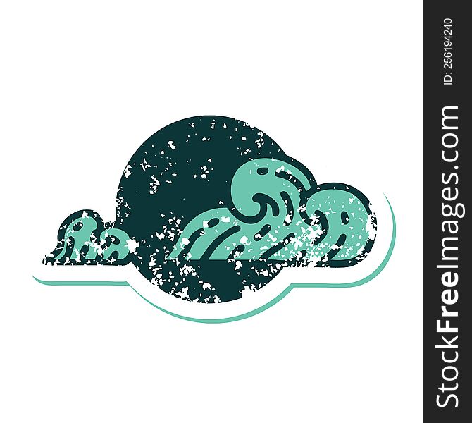 Distressed Sticker Tattoo Style Icon Of Clouds