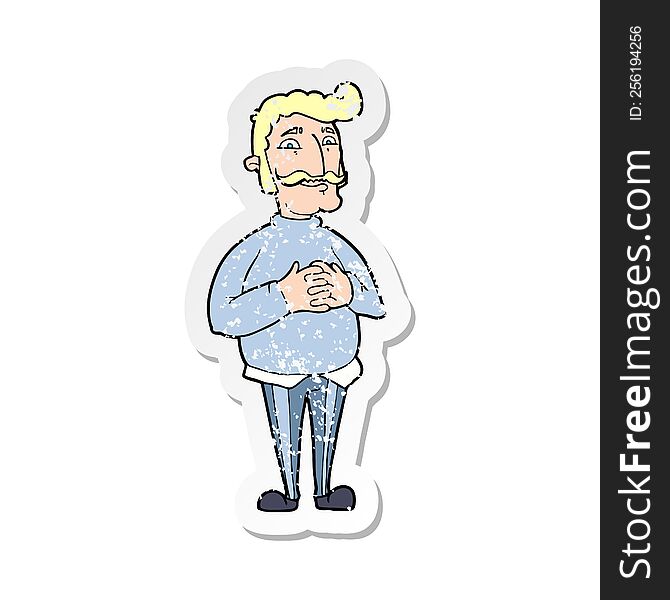 Retro Distressed Sticker Of A Cartoon Mustache Man