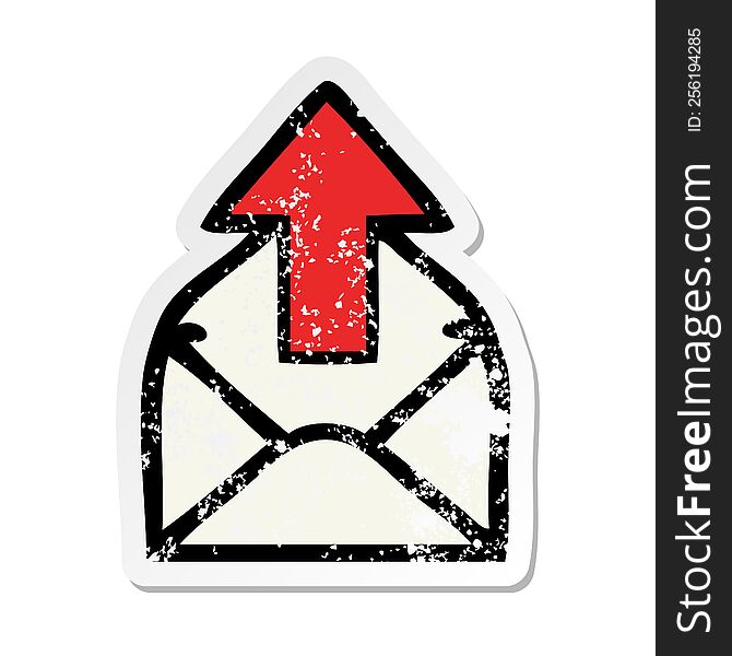 distressed sticker of a cute cartoon email sign