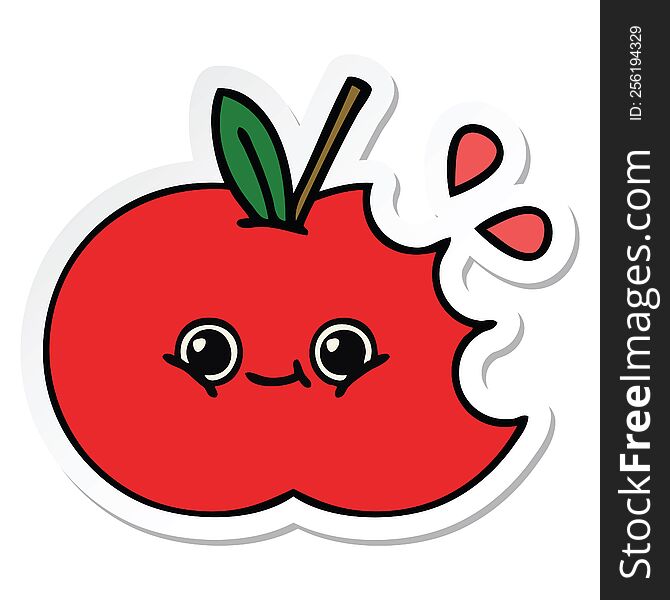 Sticker Of A Cute Cartoon Apple