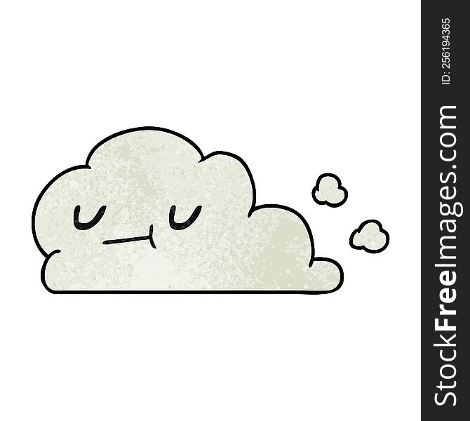 Textured Cartoon Of Kawaii Happy Cloud