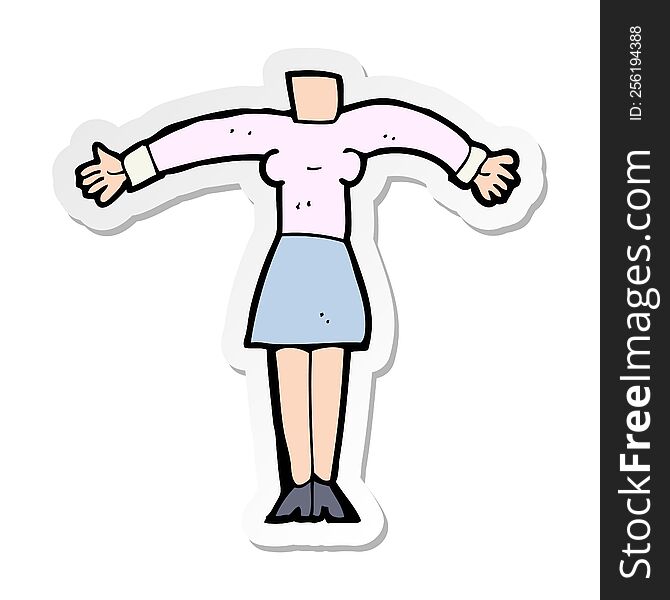 Sticker Of A Cartoon Female Body