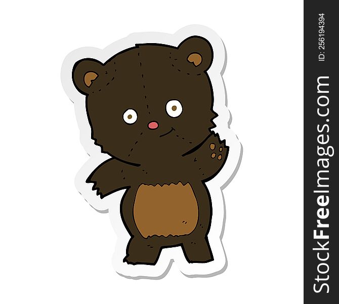 Sticker Of A Cute Black Bear Cartoon