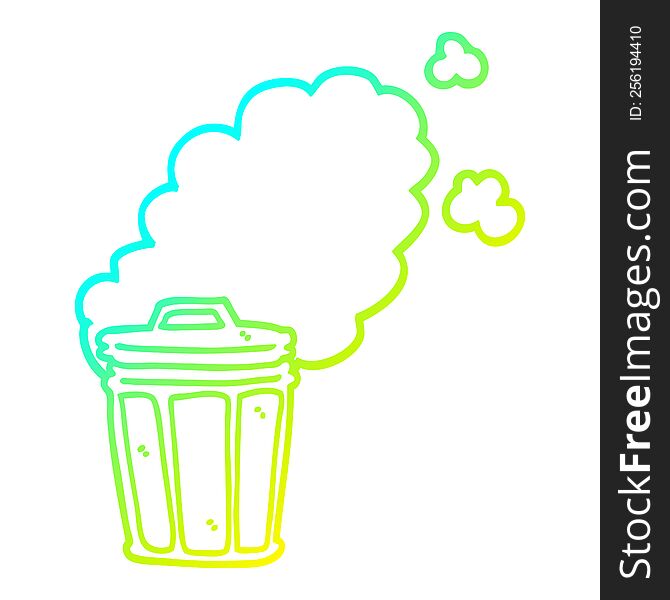 Cold Gradient Line Drawing Cartoon Stinky Garbage Can