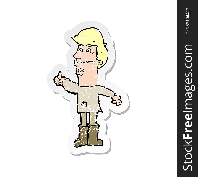 retro distressed sticker of a cartoon nervous man