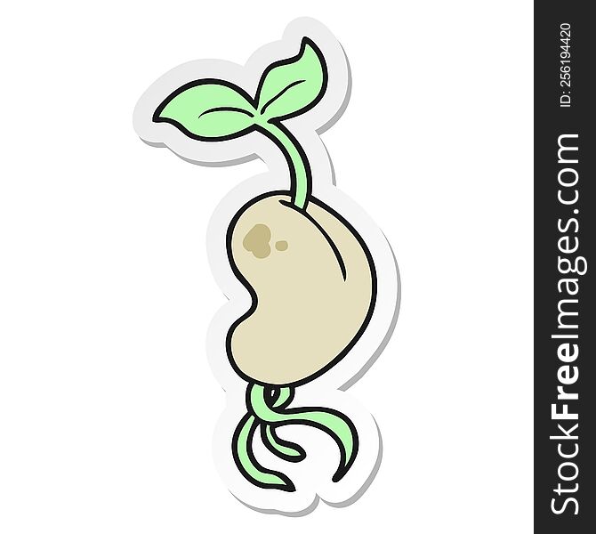 Sticker Of A Cartoon Sprouting Seed