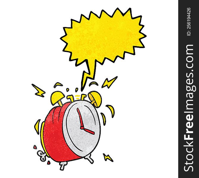 freehand speech bubble textured cartoon ringing alarm clock
