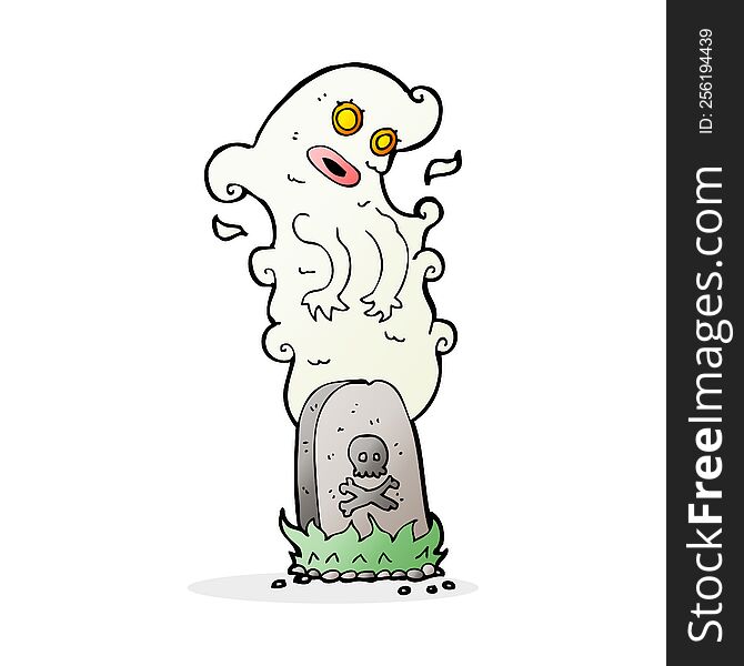 cartoon ghost rising from grave