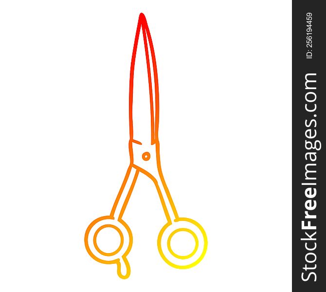 warm gradient line drawing of a cartoon barber scissors