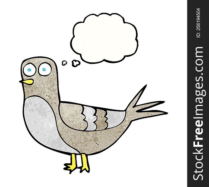 Thought Bubble Textured Cartoon Pigeon