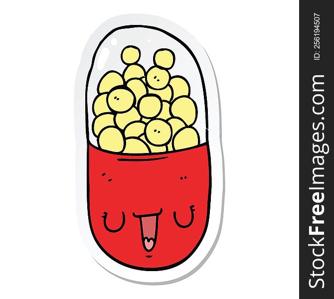 sticker of a cartoon medical pill