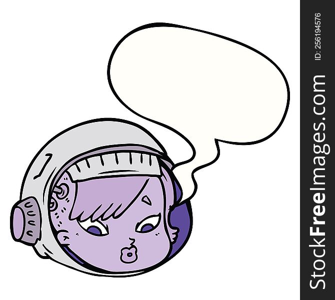 Cartoon Astronaut Face And Speech Bubble