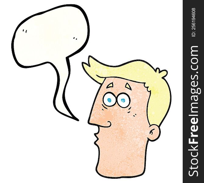 freehand speech bubble textured cartoon male face