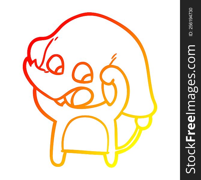 Warm Gradient Line Drawing Cute Cartoon Elephant