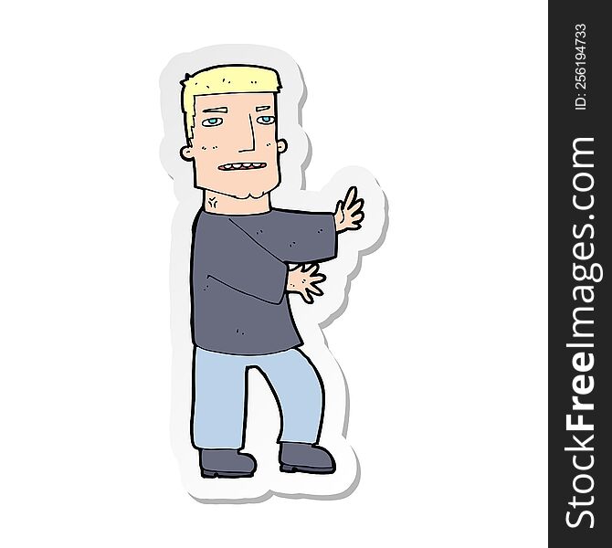 sticker of a cartoon man gesturing