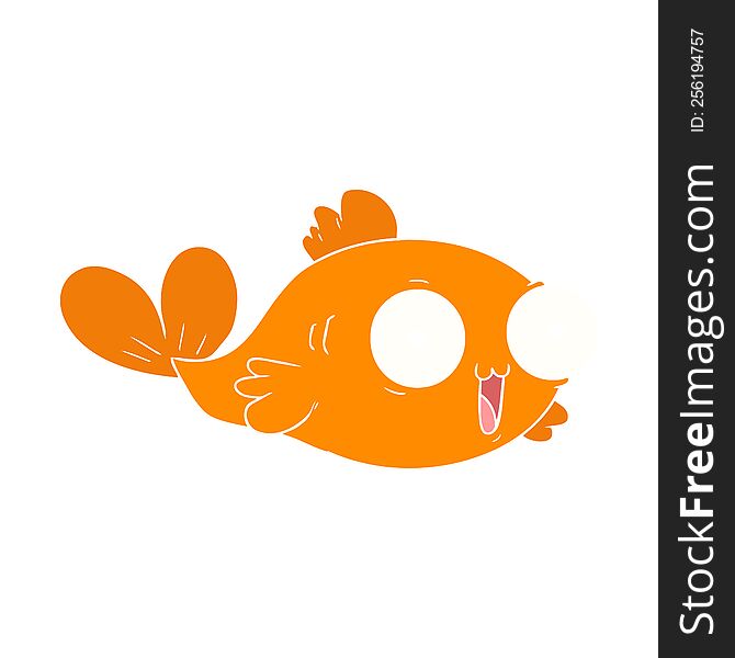 Happy Goldfish Flat Color Style Cartoon