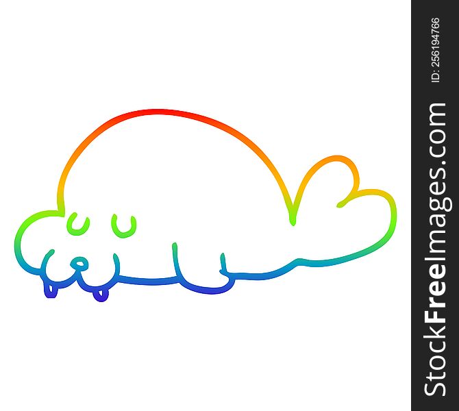 Rainbow Gradient Line Drawing Cartoon Walrus
