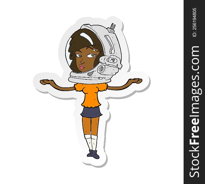 sticker of a cartoon woman wearing space helmet