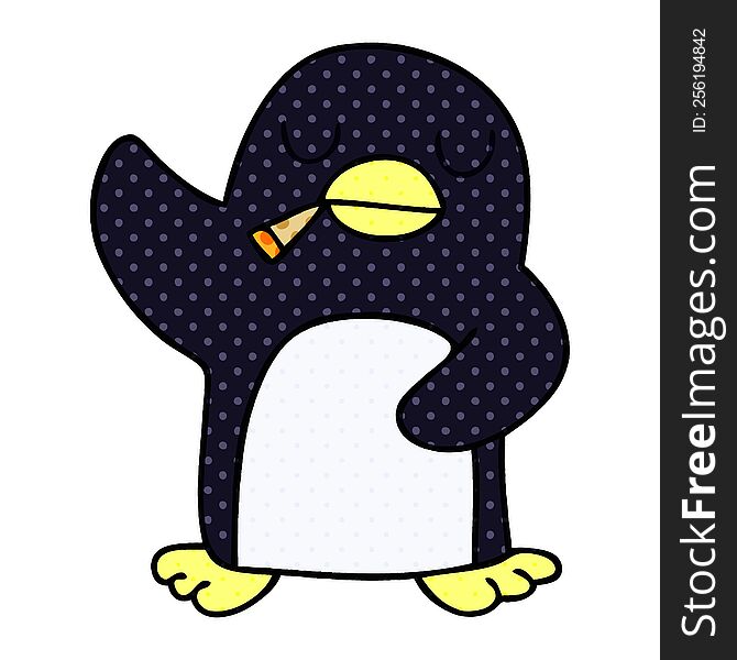 Quirky Comic Book Style Cartoon Penguin