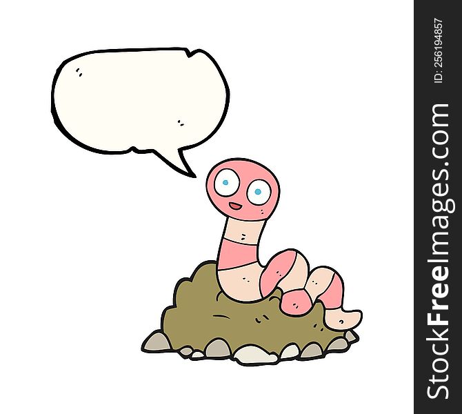 freehand drawn speech bubble cartoon earthworm