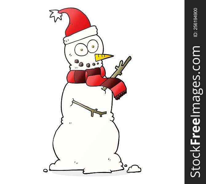 freehand drawn cartoon snowman
