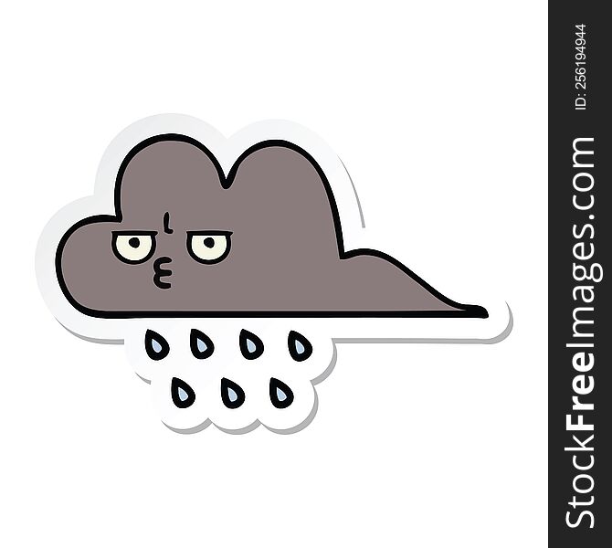 Sticker Of A Cute Cartoon Storm Rain Cloud