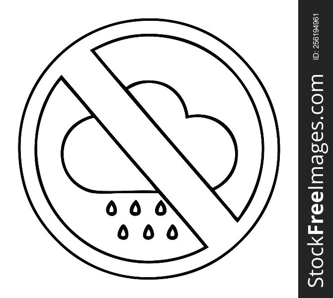 Line Drawing Cartoon Storm Rain Cloud Sign