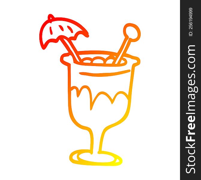 Warm Gradient Line Drawing Cartoon Tropical Cocktail